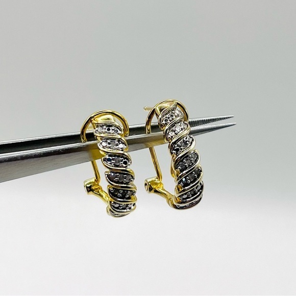 Jewelry - Gold Plated Natural Diamond Clip On Earrings